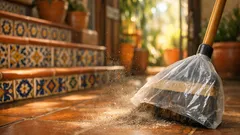 El truco de la bolsa en la escoba para que el polvo no se levante al barrer